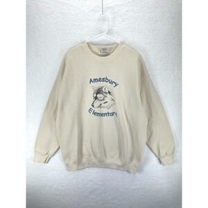 Lee Vintage Pullover Sweatshirt Mens‎ Large Heavyweight Made in USA Fleece Ivory